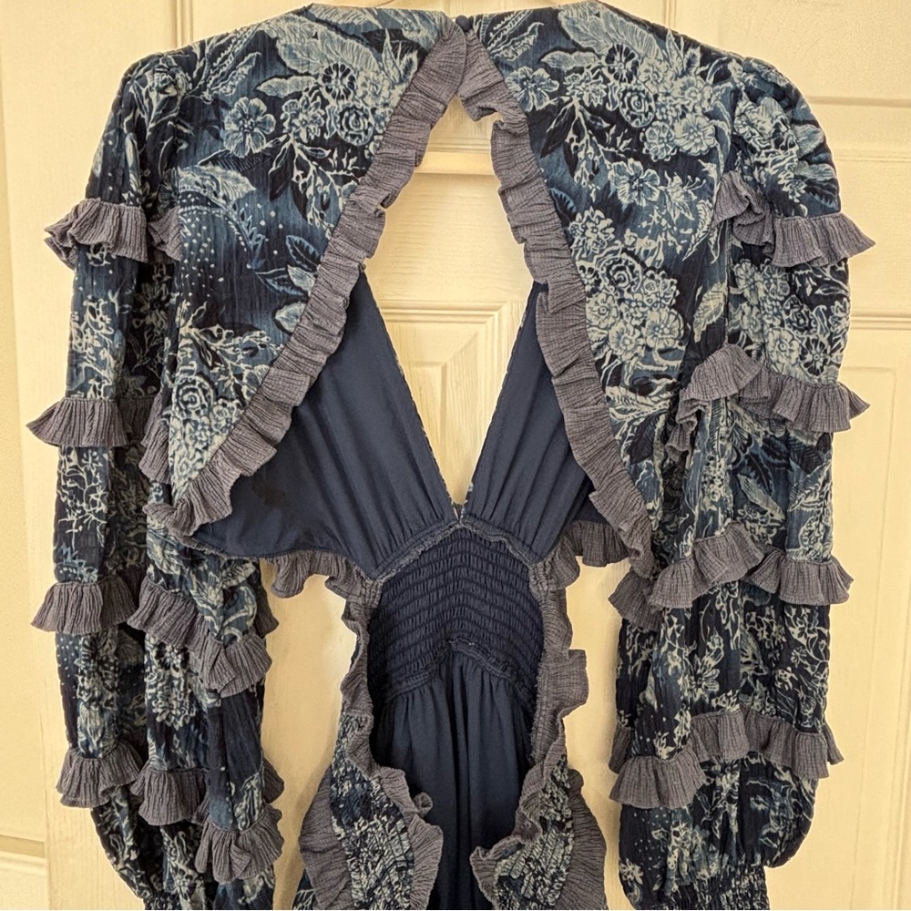 Elliat Blue Printed Ruffle Mini Dress - Picture 8 of 13